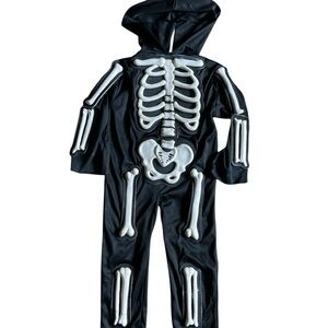 Skeleton Jumpsuit with Hood Halloween Costume Toddler Boy Size Large 4-6